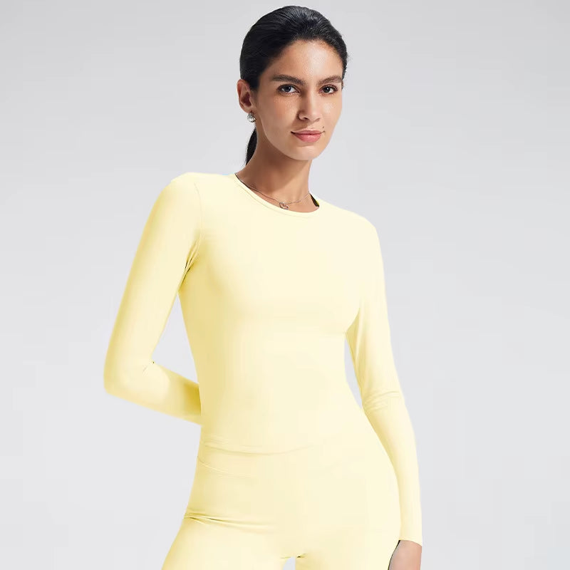 Custom Organic Cotton Quick Drying Breathable Long Sleeved Sport Wear Women Gym Fitness Leggings Suit Slim Fit T Shirt Yoga Set
