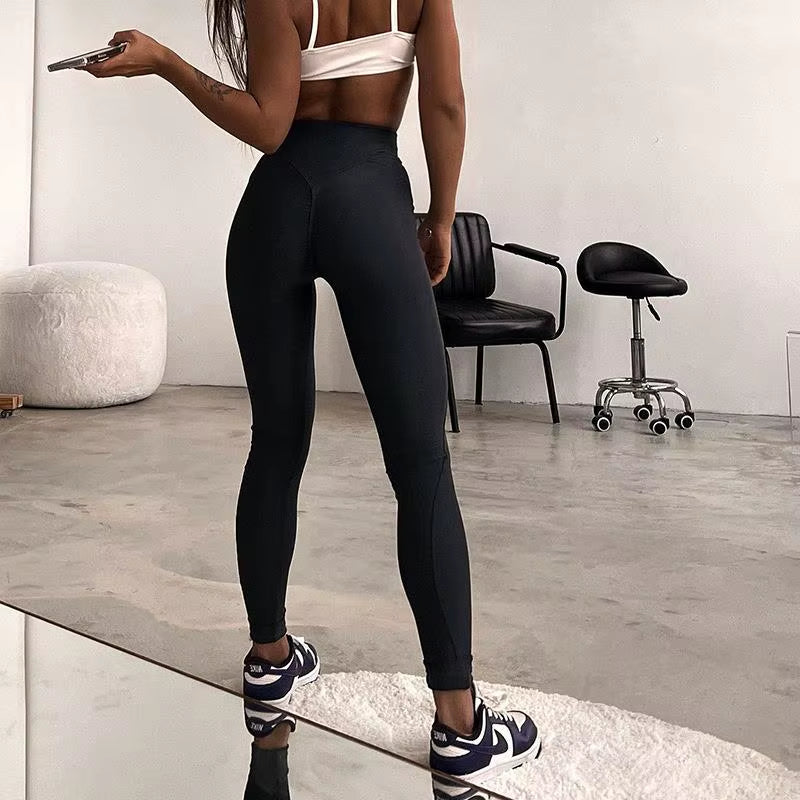 Women'S Spring New Arrival Sports Casual Knitted High Waist Shark Pants Solid Pattern Sports Trousers