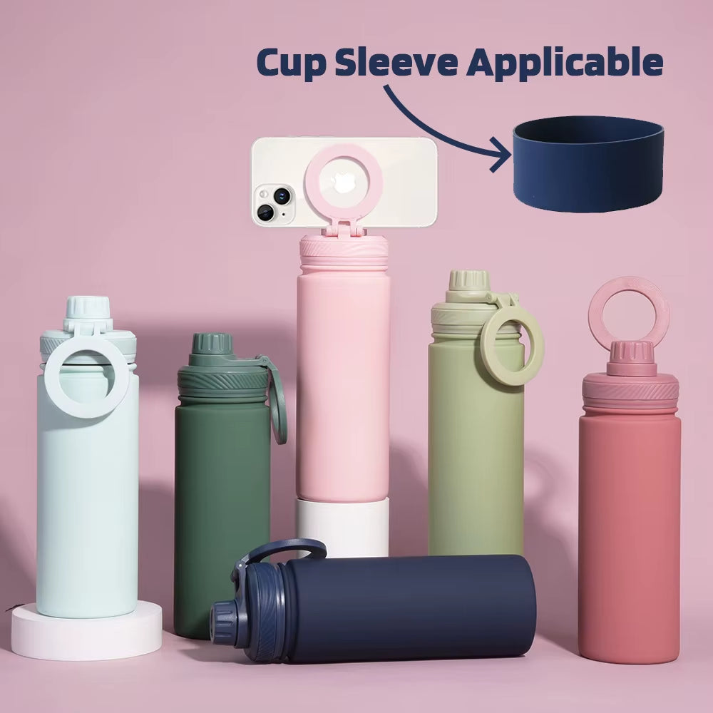 32Oz Rubber Double Wall Stainless Magsafe Vacuum Flask Tumbler Water Bottle Magnetic Phone Holder with Custom Logo
